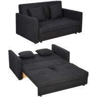 HOMCOM Canapé-lit 2 places convertible 2 en 1 avec 2 coussins et coffre de rangement intégré 152 x 101 x 81 cm gris foncé(m-11)