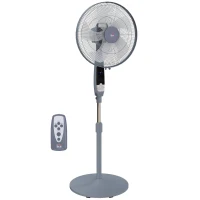 HOMCOM 16in Pedestal Standing Floor Fan, Oscillation Cooling Fan with Remote Control, Grey(m-1)