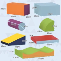 HOMCOM Conjunto de 7 Blocos de Espuma para Crianças 1-3 Anos, Blocos de Psicomotricidade e Construção, 60x40x11 cm, Multicolor(m-3)