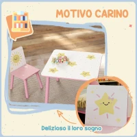 AIYAPLAY Set Arredo Cameretta con Tavolo e 2 Sedie per Bambini da 3-8 Anni con Fantasia a Stelle, Rosa(m-5)