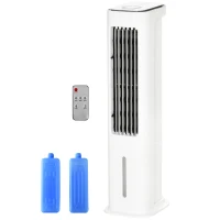 HOMCOM Climatizador Evaporativo Bajo Consumo 75W Depósito 5L Oscilante con Control Remoto 3 Modos 3 Velocidades Temporizador 12h y Pantalla LED Táctil 23x29x86 cm Blanco(m-12)