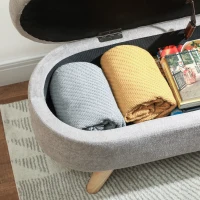 HOMCOM Banc banquette bout de lit coffre de rangement 2 en 1 en tissu avec pieds en bois 110l x 40P x 43H cm gris clair(m-9)