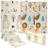 AIYAPLAY Animal-Themed Baby Plat Mat Double Sided, Foldable, Water-Resistant for Outdoor/Indoor, 177 x 146 x 1.5cm(m-1)