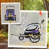 HOMCOM Baby Bike Trailer with 5 Point Harness, Steel Frame, Reflectors, Safety Flag, Hitch Coupler, Purple(m-3)