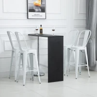 HOMCOM Set 4 Scaune de Bucătărie Design din Metal cu Spătar Detasabil și Suport pentru Picioare, 44x46x116 cm, Alb(m-6)