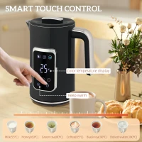 HOMCOM Touch Screen Kettle and Toaster Set - Black(m-5)