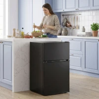 HOMCOM 88L Under Counter Fridge Freezer, Small Refrigerator with 5-Setting, 3 Star Freezer Rating, Black(m-10)