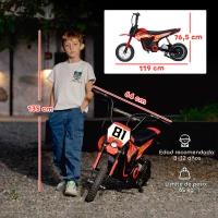AIYAPLAY Moto Eléctrica para Niños 24V con Motor 250W Velocidad de 6-16km/h Ruedas de 12'' para Niños de 8-12 Años Rojo(m-3)