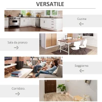 HOMCOM Mobiletto Portabottiglie Vini con Porta Calici e Armadietto, Capacità 20 Bottiglie, 80x36x85 cm, Bianco(m-6)