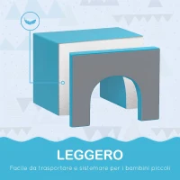 HOMCOM Set da Gioco per Bambini 12-36 Mesi da 7 Blocchi Multicolore in PU e EPE, 170x130x40 cm, Blu e Grigio(m-7)