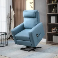 HOMCOM Aufstehhilfe Relaxsessel Fernsehsessel, integrierte Fußstütze, Seitentasche, Kabelfernbedienung, 84 x 89,5 x 105 cm,Blau(m-2)