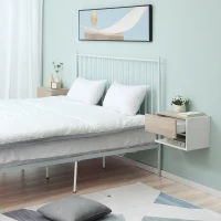 HOMCOM Set 2 Comodini Sospesi a Parete con Cassetto e Mensola Bianco e Rovere(m-6)