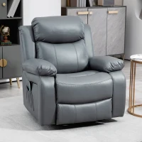 HOMCOM Massagesessel mit 8 Vibrationsköpfen, Relaxsessel, verstellbare Rückenlehne + Fußstütze, Grau(m-2)