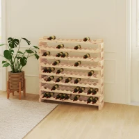 HOMCOM Portabottiglie in Legno di Pino, Cantinetta Vini con 8 Ripiani per 96 Bottiglie, 114x28x113.5 cm, Colore Legno(m-10)