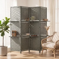 HOMCOM Wave Fibre Freestanding Folding Privacy Screen Panels, Room Divider, Grey(m-2)