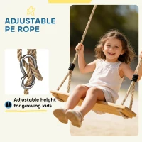 AIYAPLAY Wooden Swing Seat, Kids Swing Set with Adjustable Rope and Tree Straps, Outdoor Playground Playset for Kids(m-4)