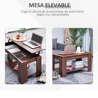 HOMCOM Lift Up Top Coffee Table with Hidden Storage and Open Shelf, Modern Wooden Sofa Side End Tea Table for Living Room 100W x 50D x 63H cm(m-4)
