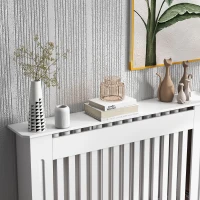 HOMCOM Slatted Radiator Cover Painted Cabinet MDF Lined Grill in White (112L x 19W x 81H cm)(m-8)