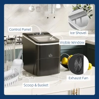 HOMCOM 12kg Countertop Ice Cube Machine, with Scoop - Black(m-6)