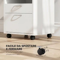 HOMCOM Schedario da Ufficio con Cassetto, Armadietto, Ruote a Freno e Ripiano Aperto, Cassettiera Ufficio per Lettera/Legale/Formato A4, Armadio Verticale per Studio, 40x35x60 cm, Bianco(m-5)