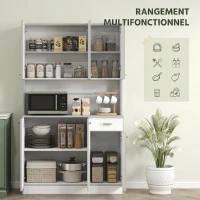 HOMCOM Buffet de cuisine armoire de cuisine contemporaine multi-rangements 6 portes 1 tiroir + grand plateau(m-4)