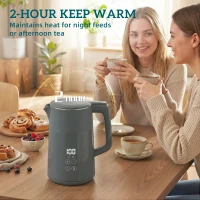 HOMCOM Electric Kettle, 1.7L Fast Boil 3kW Water Kettle with UK Strix Thermostat, LED Display, Keep Warm Function, Grey(m-7)