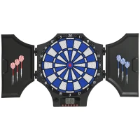 SPORTNOW Cible jeu de fléchettes électronique refermable 2 portes 31 jeux jusqu'à 8 joueurs affichage LCD haut-parleur noir(m-1)