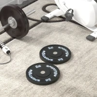 SPORTNOW Discos Pesas Olímpicos 2x10 kg Agujero Ø50 mm de Goma para Barras y Mancuernas para Casa y Gimnasio Negro(m-9)