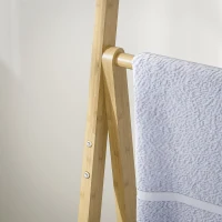 HOMCOM Scaffale Bagno 3 Ripiani con Porta Asciugamani a 3 Barre, Autoportante e Pieghevole in Legno di Bambù(m-9)