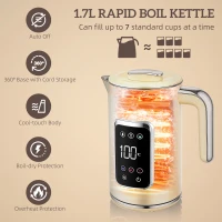 HOMCOM Touch Screen Kettle and Toaster Set - Cream(m-4)