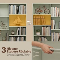HOMCOM Bibliothèque 6 Niveaux, Étagère de Rangement avec 17 Compartiments et Étagères Réglables, 149 x 23,6 x 188 cm, Vert(m-5)