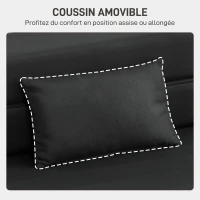 HOMCOM Fauteuil convertible 1 place fauteuil lit pliant, coussin inclus, pour invités, salon, petit espace, charge 120 kg, noir(m-6)