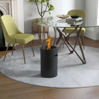 HOMCOM Camino a Bioetanolo in Acciaio e Vetro con Capacità 0.3L e Copertura 15㎡, 27x27x82 cm, Nero(m-10)