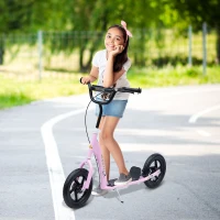 HOMCOM Monopattino per Bambini 5-12 Anni con Freno Posteriore e Manubrio Regolabile, 120x52x80-88 cm, Rosa(m-10)