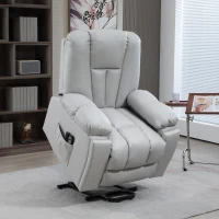 HOMCOM Leathaire Eight Massage Point Armchair, with Reclining Back - Light Grey(m-10)