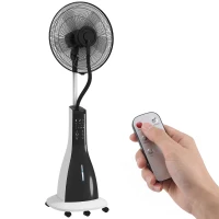 HOMCOM Ventilator mit Sprühnebel-Funktion, 75 Grad drehbar, 3 Geschwindigkeiten, 3 Modi, 3-Liter-Wassertank, Schwarz+Weiß(m-12)