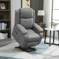 HOMCOM Riser and Recliner Chair with Vibration Massage, PU Leather Power Lift Chair for Elderly, Grey(m-2)