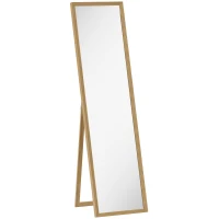 HOMCOM Miroir rectangulaire sur pied miroir de sol pour vestiaire salon salle de bain couloir 40 x 47 x 147 cm naturel(m-1)