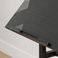 HOMCOM Bureau assis debout bureau réglable en hauteur 70 x 60 cm à roulettes avec plateau inclinable cadre en métal noir(m-12)