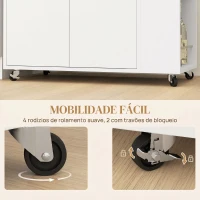 HOMCOM Carrinho de Cozinha com Rodas 2 Portas Prateleira Ajustável e Porta-Especiarias 75x40x80,5 cm Branco e Carvalho(m-7)
