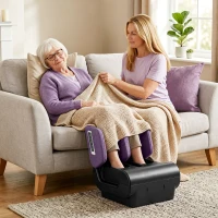 HOMCOM 2 in 1 Foot and Calf Massager with Heat, Air Compression, Timer, 3 Modes & Intensities, Purple and Black(m-8)