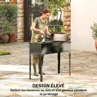 Outsunny Potager sur Pieds en Métal, Jardinière Surélevée 80L avec bords arrondis, Trou de Drainage, 100 x 40 x 80 cm, Noir(m-5)