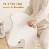 HOMCOM Cheval à Bascule en Bois - Jeu à Bascule Avec Poignées, Repose-Pied et Butées - MDF Contreplaqué Blanc et Bois Naturel(m-6)
