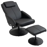 HOMCOM Relaxsessel mit Fußhocker, Kunstleder-Bezug, neigbar, ergonomisches Design, Schwarz(m-11)