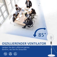 HOMCOM Standventilator, 3 Geschwindigkeiten, 3 Modi, Timer, Fernbedienung, 45 x 42 x 118-138 cm, Weiß(m-6)