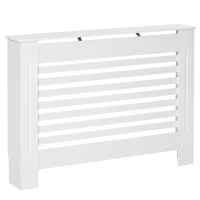 HOMCOM Cache-radiateur couverture radiateur Design à Lattes Panneau Cabinet pour salon cuisine chambre couloir dim. 112L x 19l x 81H cm MDF Blanc(m-12)