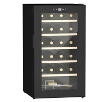 HOMCOM Cave à vin 24 bouteilles 65L haute performance température réglable 5-20° avec lumière LED panneau contrôle tactile noir(m-11)