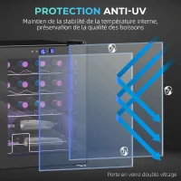HOMCOM Cave à vin 16 bouteilles 42L, réfrigérateur à vin et boissons avec température réglable 5-18°C, porte en verre, noir(m-8)
