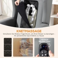 HOMCOM Massagesessel mit Rücklehnfunktion, Kunstleder, elektrisch verstellbar, Fußstütze, Seitentasche, Stahlrahmen, Grau(m-4)