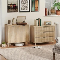 Comodă HOMCOM cu 3 Sertare din Lemn pentru Dormitor și Hol, Stil Nordic, 80x40x77.5 cm, Stejar(m-8)